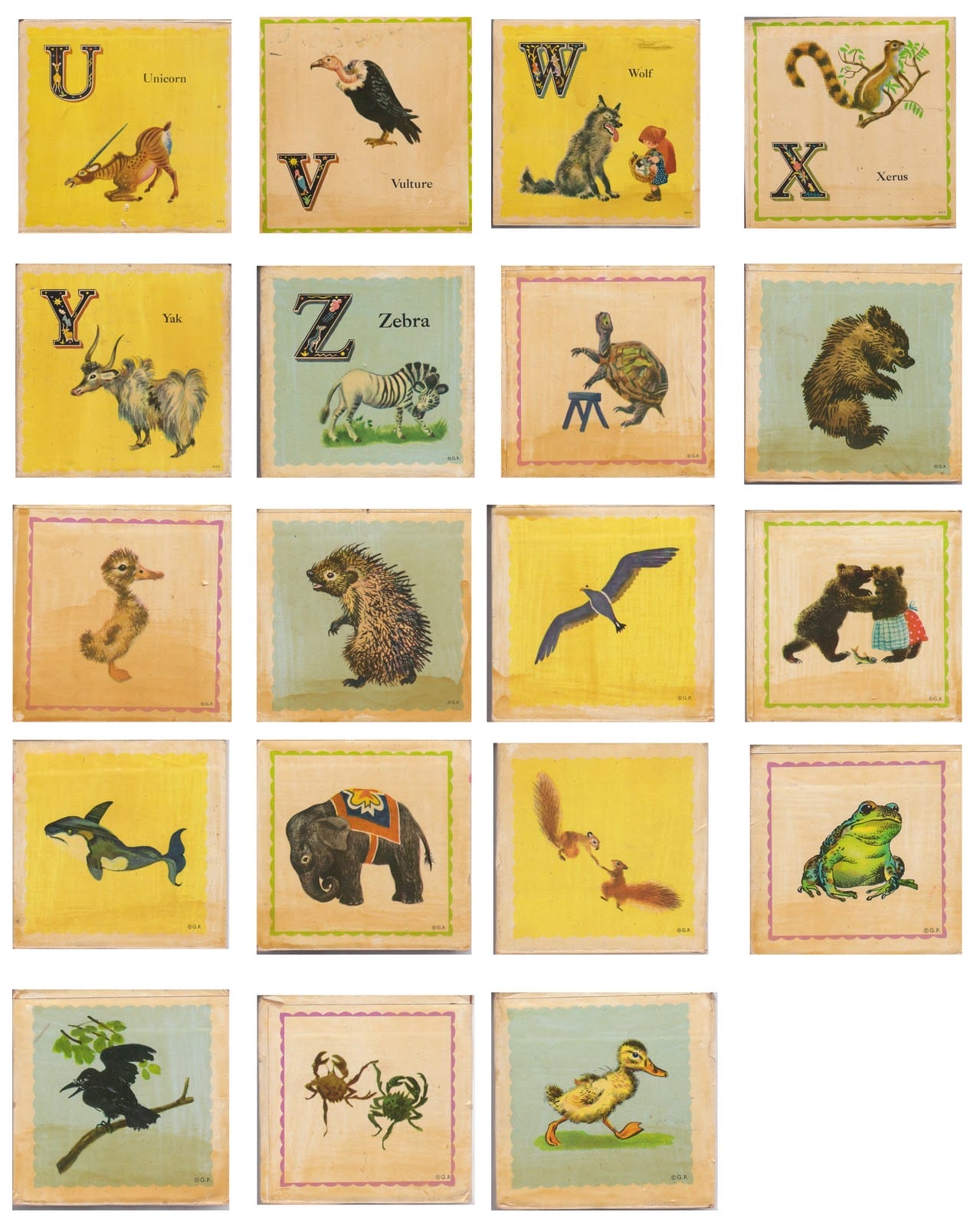 vintage animal school cards 3