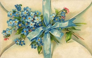 vintage whimsical blue flowers note 1
