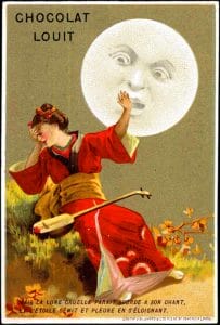 free vintage illustration moon woman ad