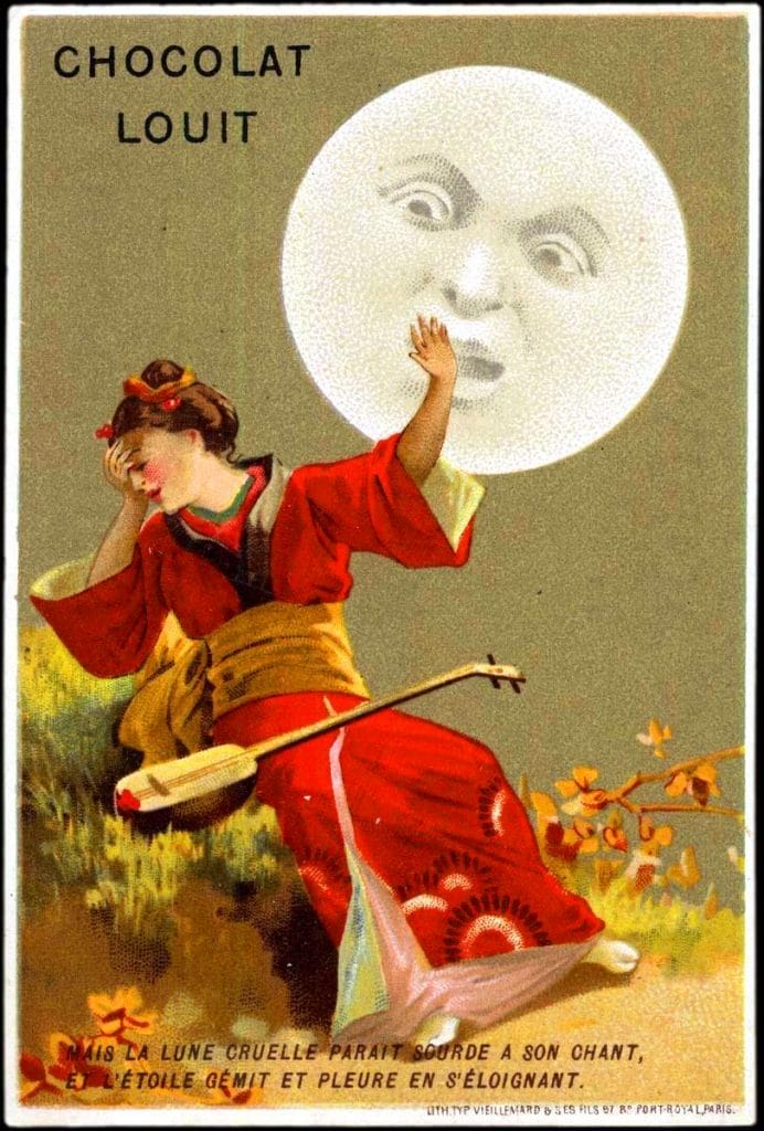free vintage illustration moon woman ad