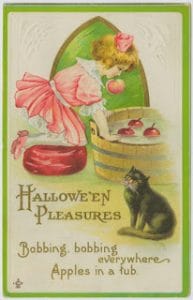 public domain vintage halloween bobbing for apples