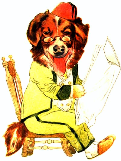 public domain vintage childrens book illustration animal reading dog