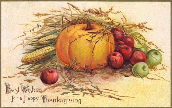 public domain color vintage thanksgiving greeting 4