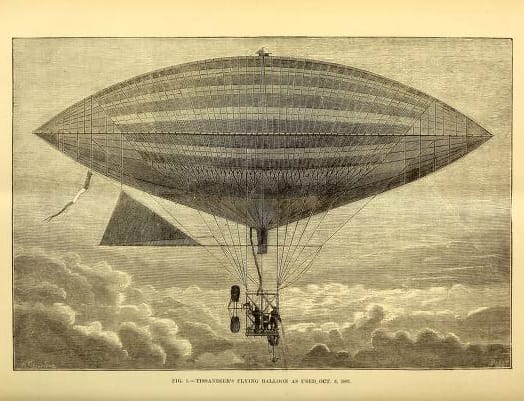 vintage engineering illustration of hot air balloon1