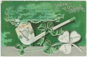 antique st patricks day illustration with pipe