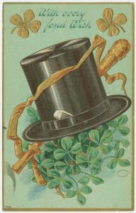 antique st patricks day illustration with top hat
