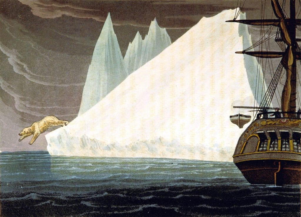 19th century iceberg polar bear ship public domain