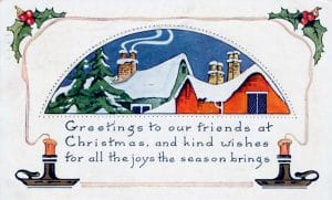 free vintage christmas cards with snowtops and candles