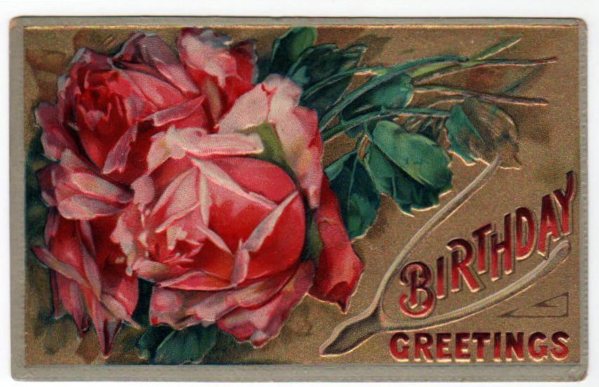 public domain vintage birthday cards rose wishbone