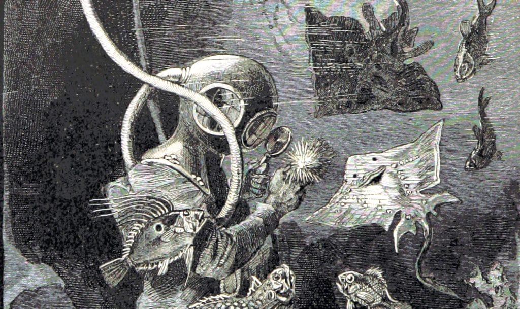 vintage deep sea diver illustration public domain