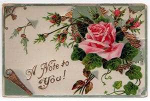 19th 20th century valentines day pictures rose note card
