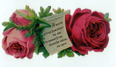 19th century valentines day pictures roses scroll note