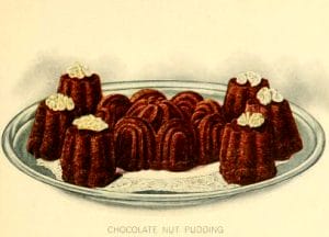 chocolate nut pudding dessert illustrations early 20th century public domain