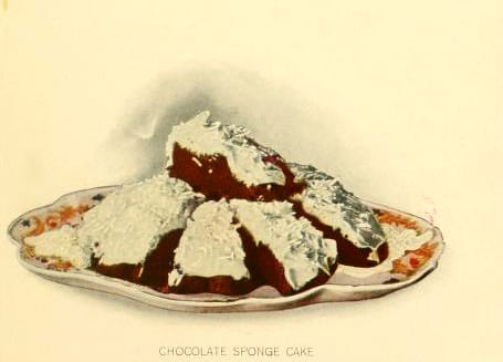 chocolate sponge cake dessert illustrations early 20th century public domain