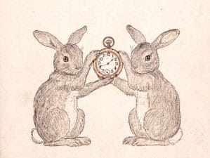 clock bunny illustration from public domain childrens book