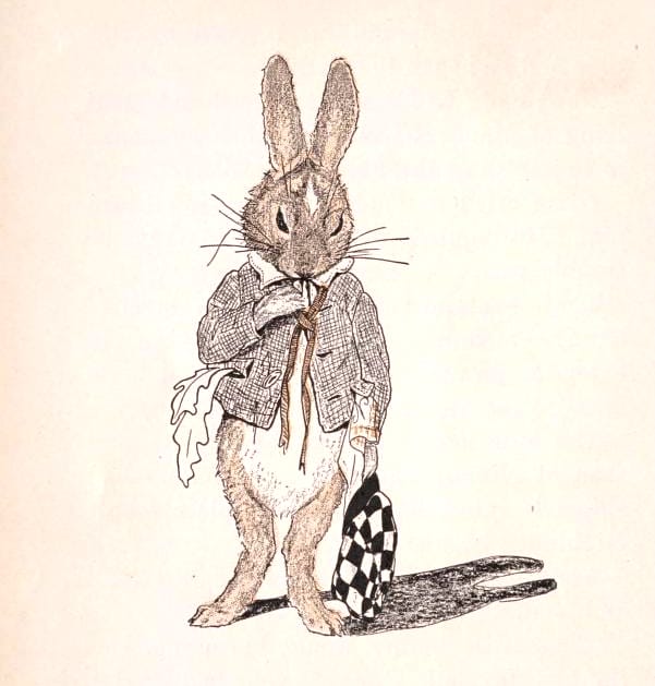 standing bunny illustration from public domain childrens book