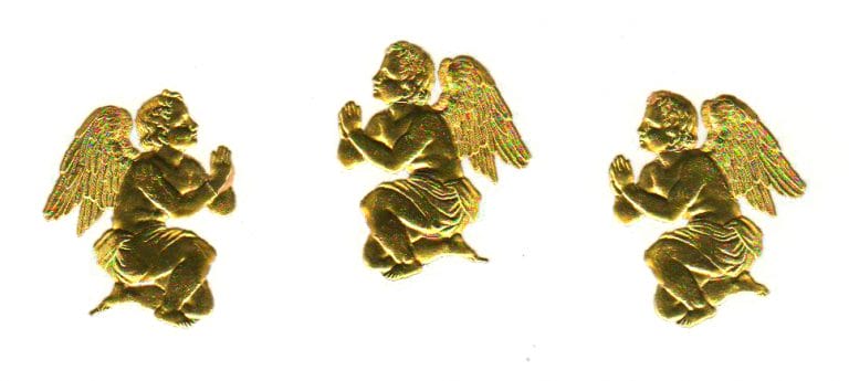Free vintage Christmas illustration of gold angels dating to the late 19th-century to early 20th-century.