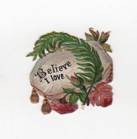 Believe valentine's day vintage die cut