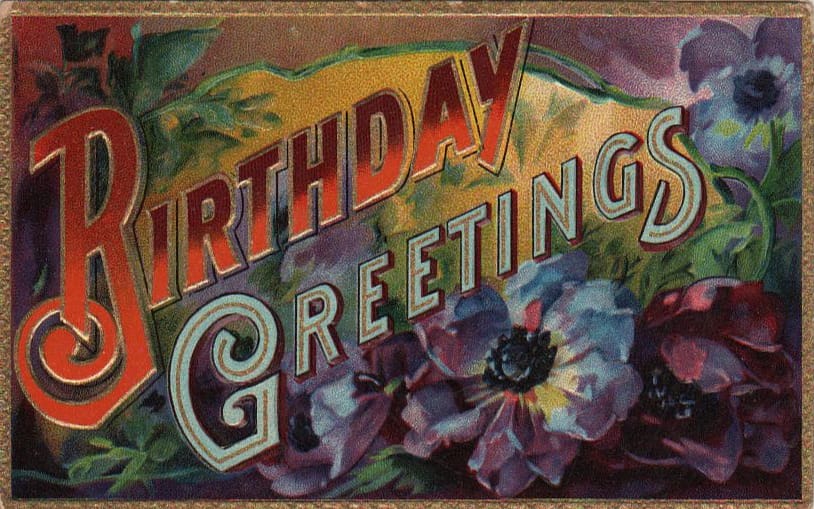 colorful vintage birthday card public domain