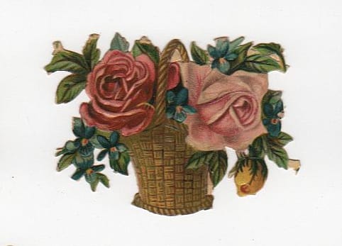 Vintage rose vase die cut
