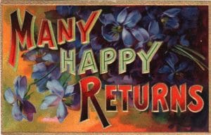 vintage bithday card many happy returns public domain