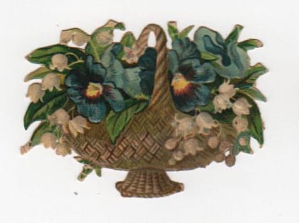 vintage flower basket die cut