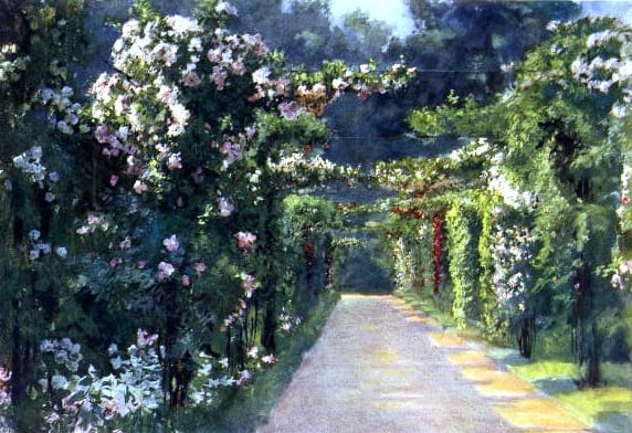 Free vintage landscape of a garden entrance in the early 20th-century.