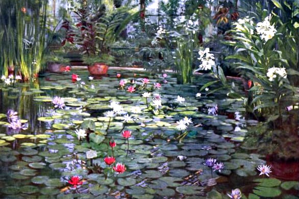 vintage landscape water lilies
