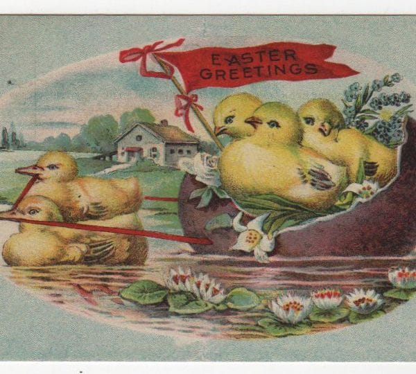 vintage easter egg boat greeting card public domain