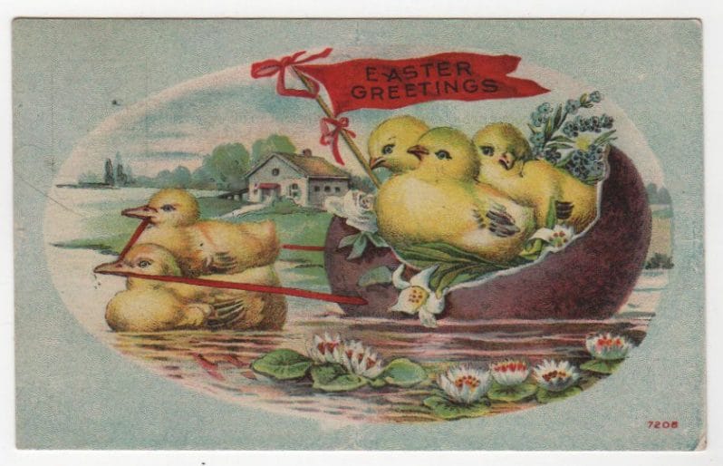 Vintage Easter egg boat greeting card public domain