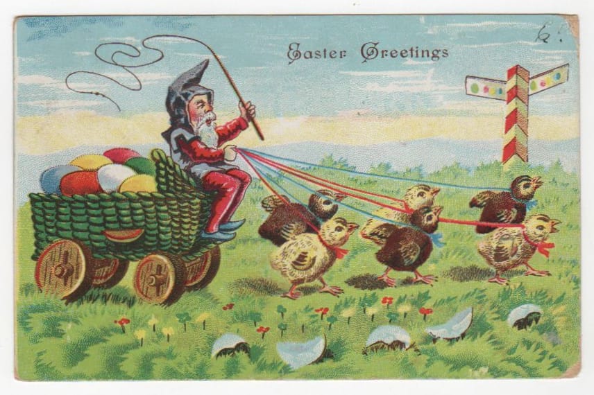 Vintage Easter gnome greeting card public domain