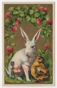vintage easter rabbit chick greeting card public domain