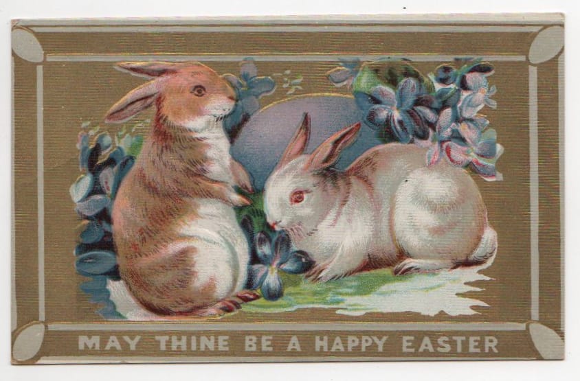 vintage easter rabbits greeting public domain