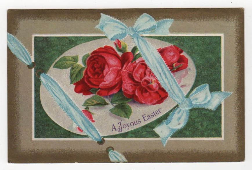 public domain vintage ribbon easter greeting