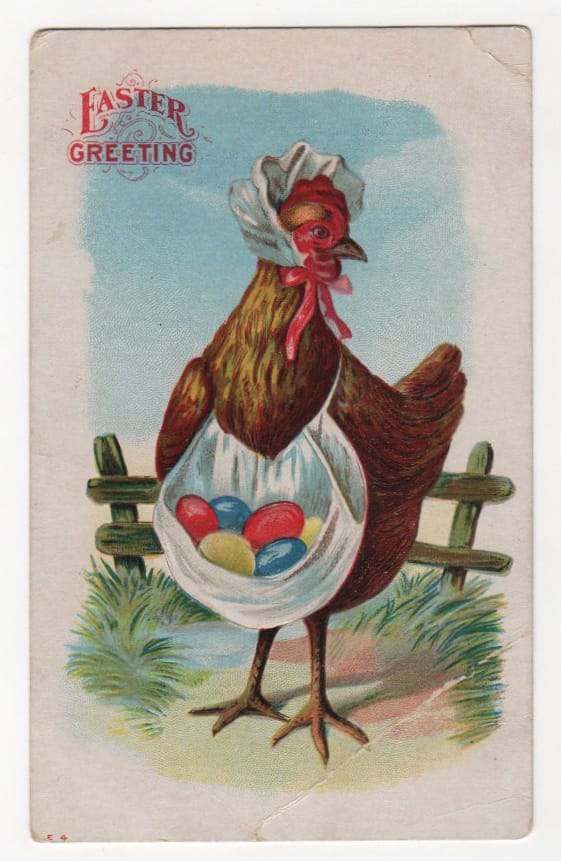 public domain vintage easter rooster with eggs