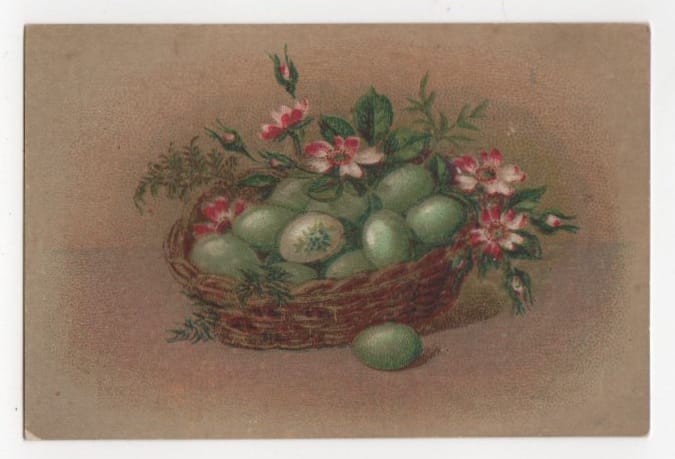 Vintage illustration of green eggs in basket public domain