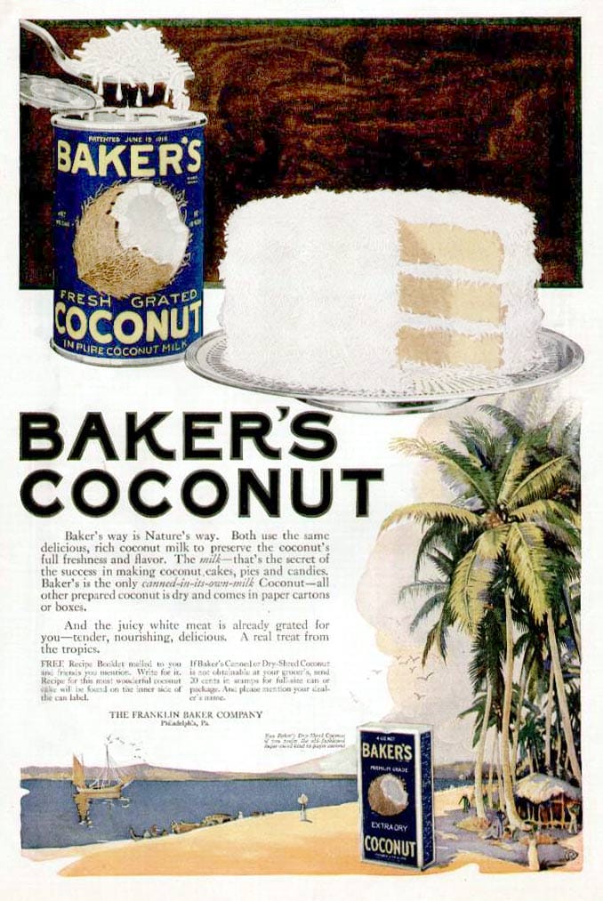Bakers Coconut 1920 vintage ad 1