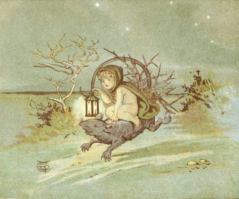 A fairy riding a rat
