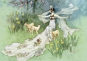 The Fairy Coquette with Three Wolves Which She Has Just Transformed into Lambs