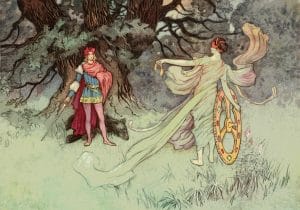 The Lady Then Gave Him a Purse Vintage Illustration Warwick Goble