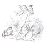 Two fairies talking to a frog