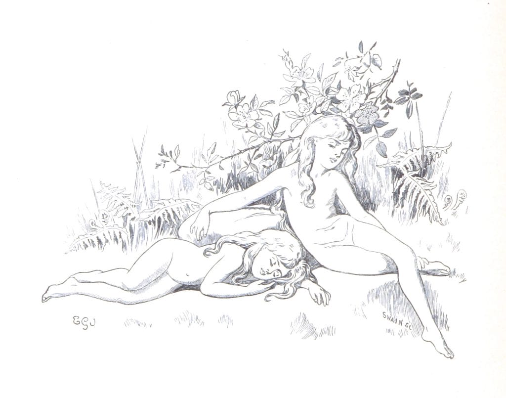 Two fairies on the grass
