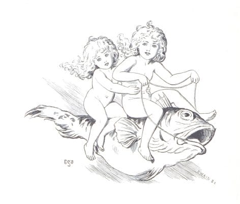 two fairies riding a fish