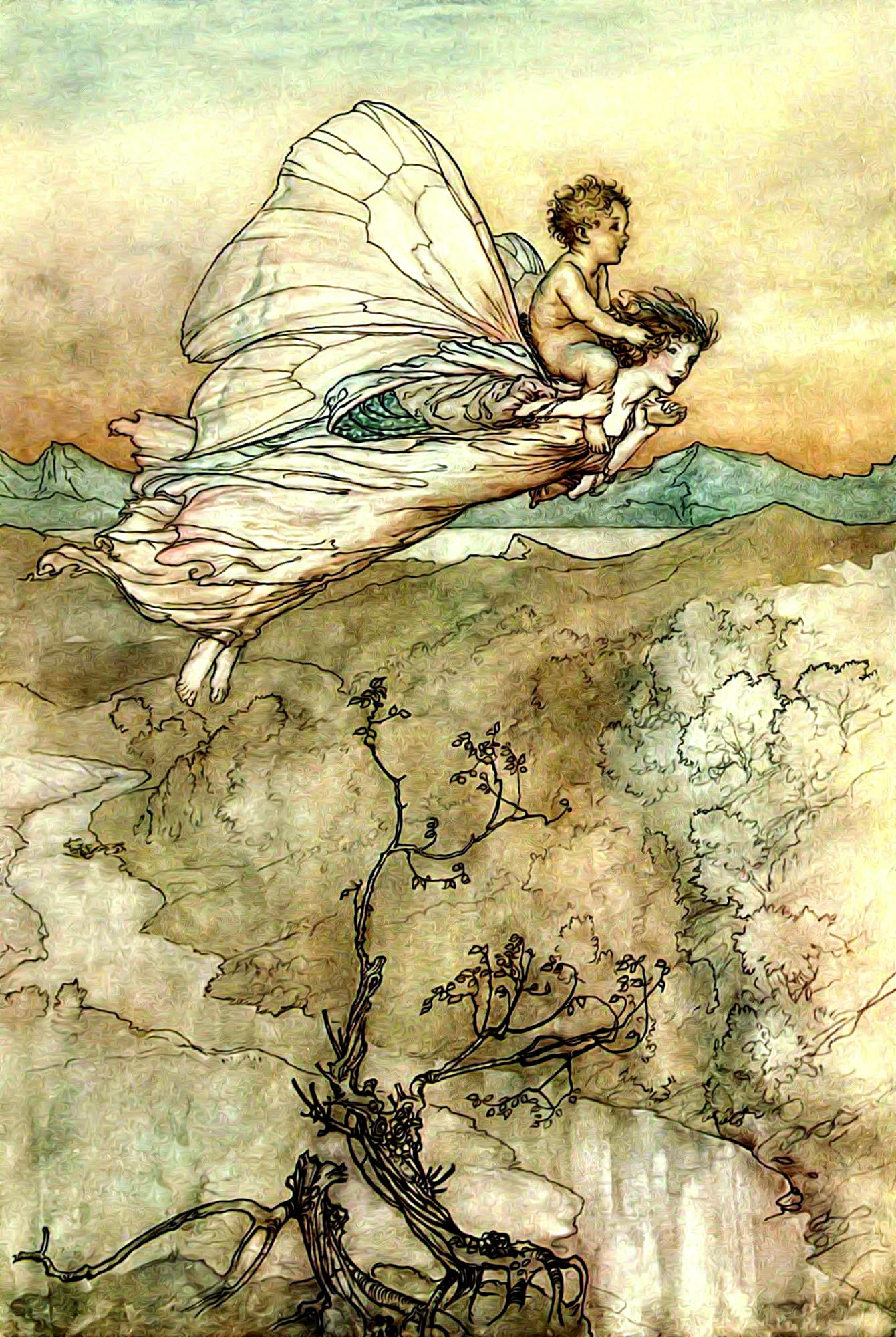 Sylph fairy of the Air - illustration by Arthur Rackham to the 1908 edition of A Midsummer Night's Dream