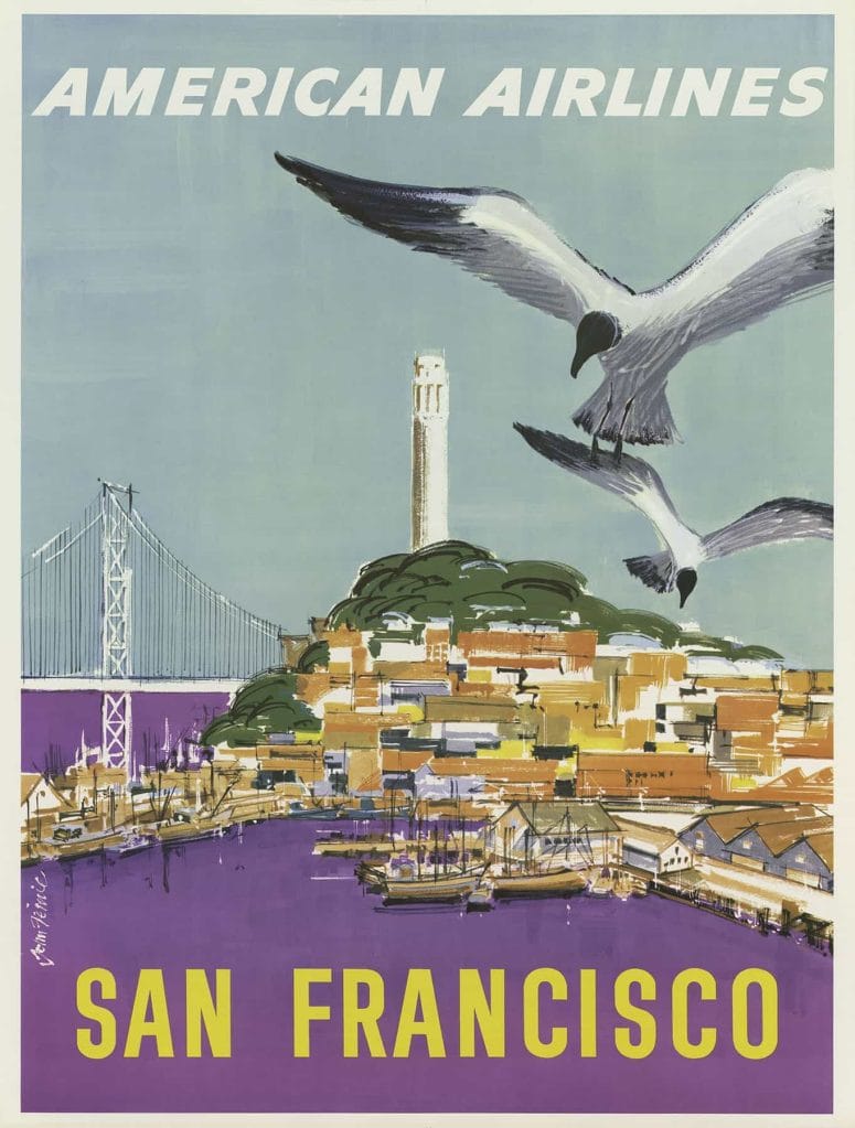 American Airline San Francisco John A. Fernie 1966 Vintage Travel Poster