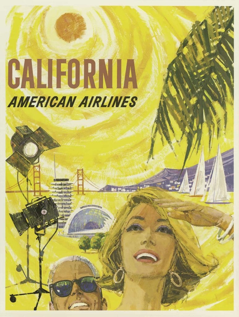 American Airlines California Boyle 1965 Vintage Travel Poster