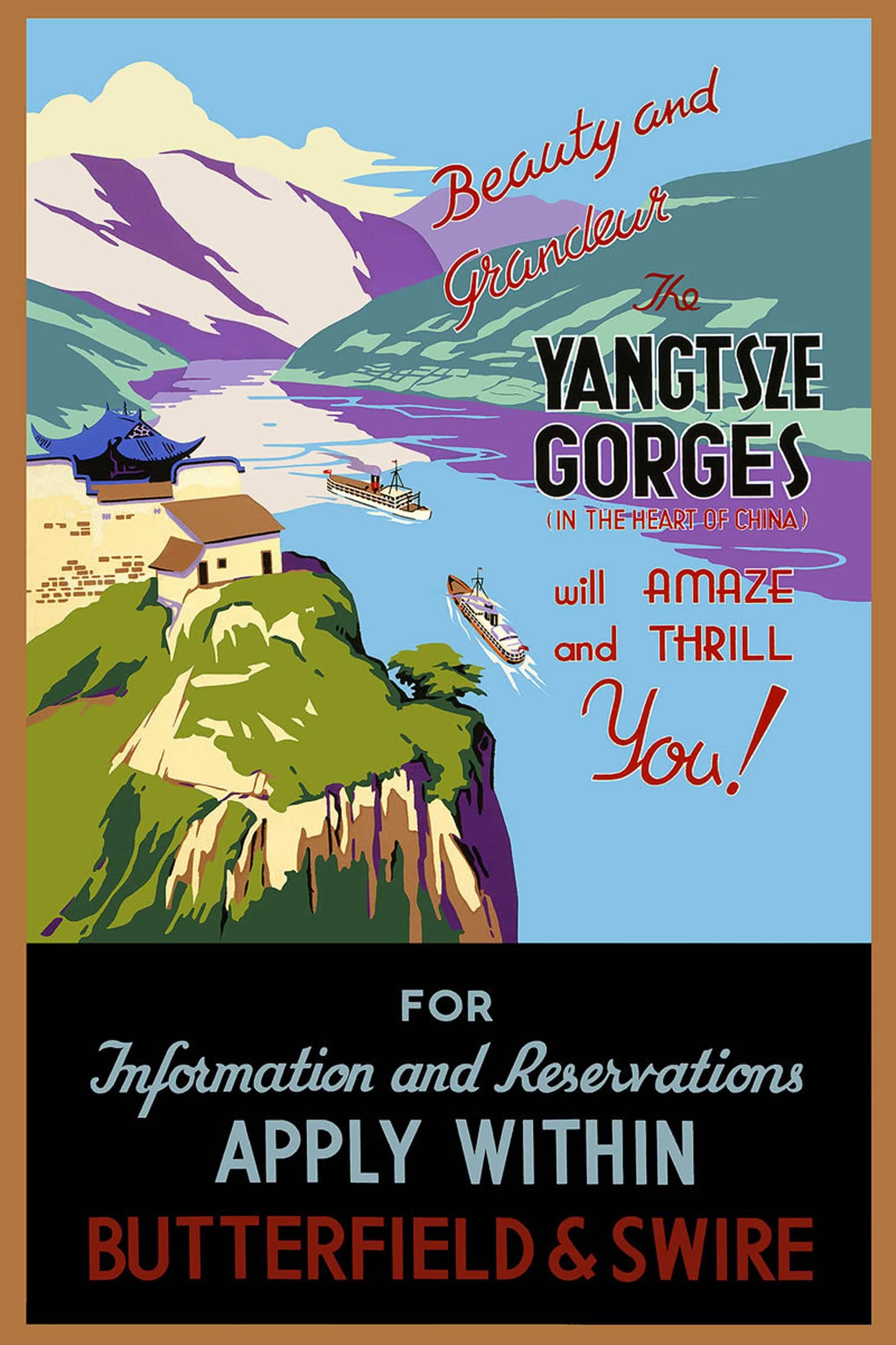 Beauty And Grandeur The Yangtsze Gorges Poster 1930 Vintage Travel Poster