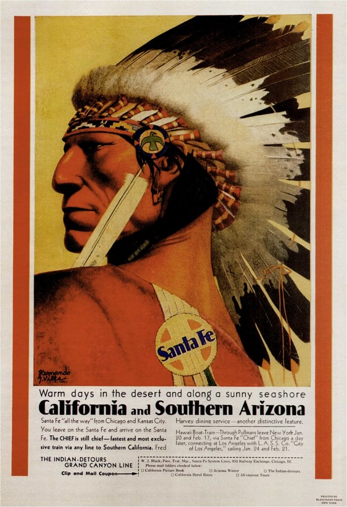 California And Southern Arizona Poster Hernando Villa 1930 Vintage Travel Poster