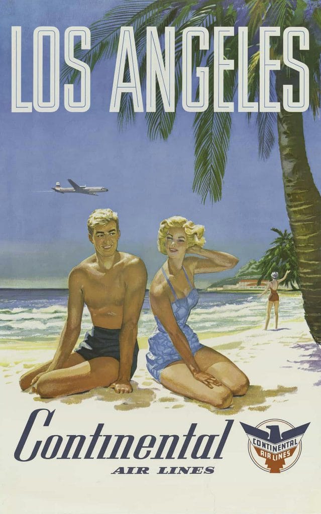 Continental Air Lines Los Angeles Unknown 1960 Vintage Travel Poster