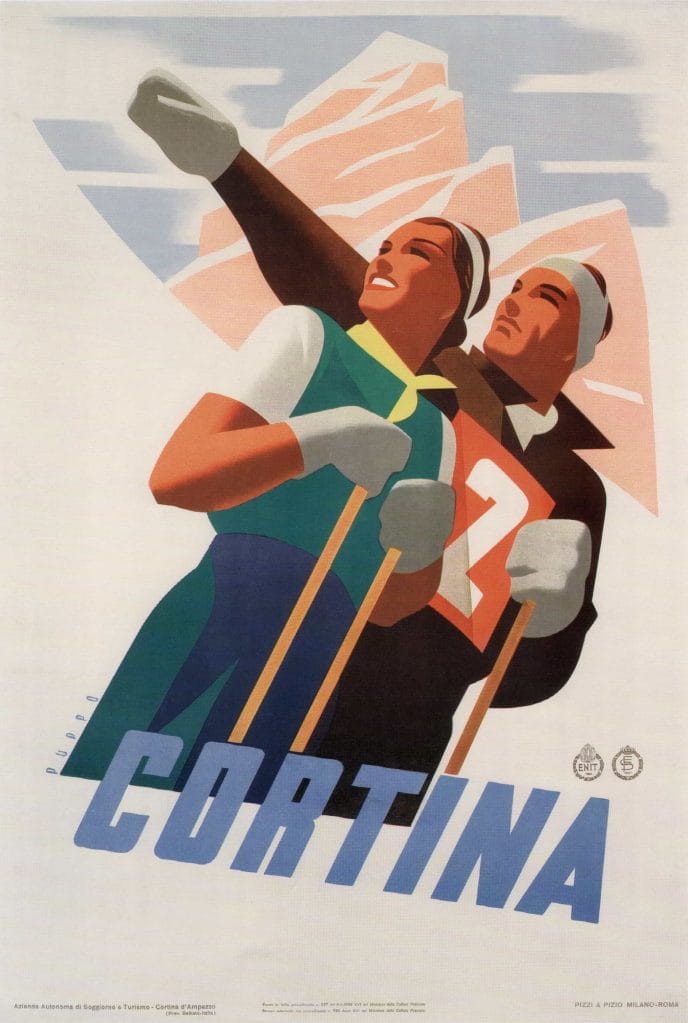 Cortina Italian Skiing Vintage Poster 1938 Vintage Travel Poster